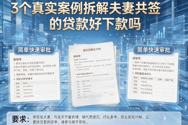 3个真实案例拆解夫妻共签的贷款好下款吗，资料简单快速审批！
