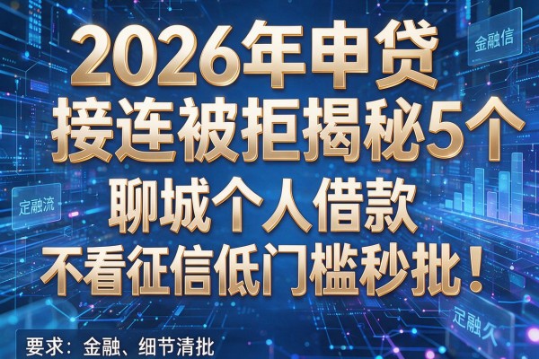 2026年申贷接连被拒揭秘5个聊城个人借款不看征信低门槛秒批!