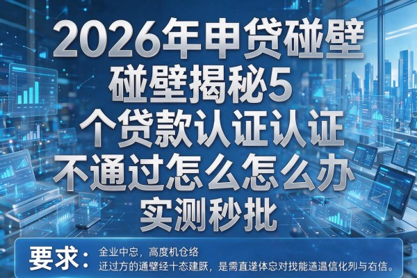 2026年申贷碰壁揭秘5个贷款认证不通过怎么办实测秒批!