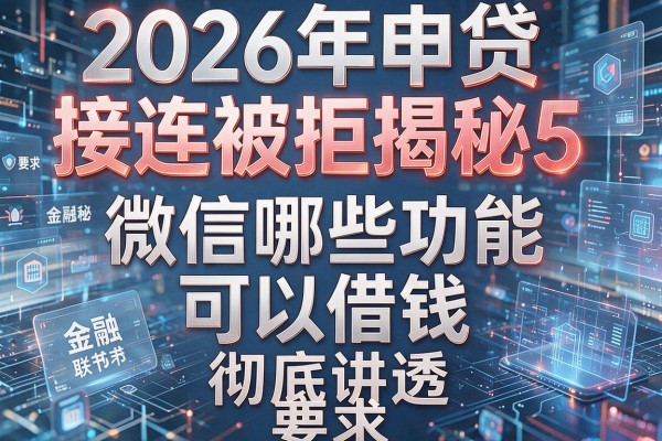 2026年申贷接连被拒揭秘5种微信哪些功能可以借钱彻底讲透！