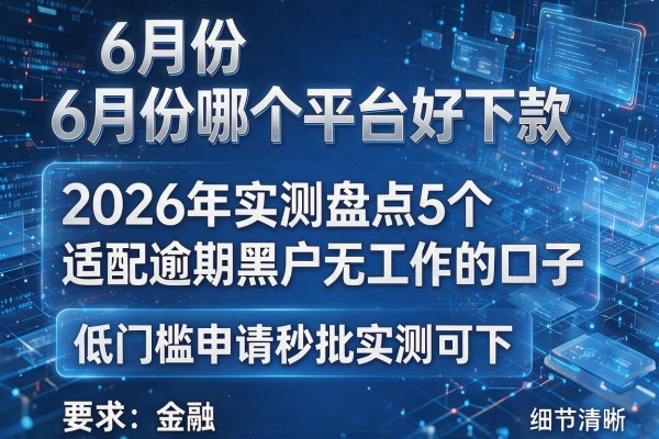 6月份哪个平台好下款 2026年实测盘点5个适配逾期黑户无工作的口子 低门槛申请秒批实测可下!