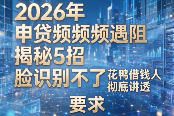 2026年申贷频频遇阻揭秘5招花鸭借钱人脸识别不了彻底讲透!