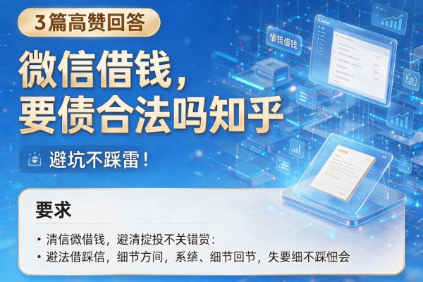 3篇高赞回答讲清微信借钱要债合法吗知乎,避坑不踩雷!