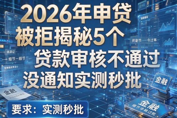 2026年申贷被拒揭秘5个贷款审核不通过没通知实测秒批!