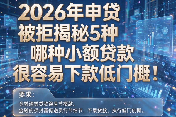 2026年申贷被拒揭秘5种哪种小额贷款很容易下款低门槛!