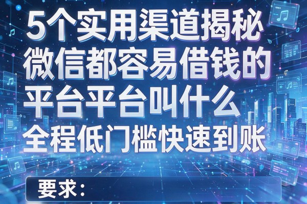 5个实用渠道揭秘微信都容易借钱的平台叫什么全程低门槛快速到账！