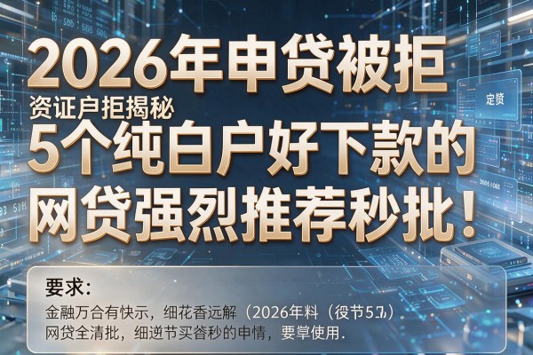 2026年申贷被拒揭秘5个纯白户好下款的网贷强烈推荐秒批!