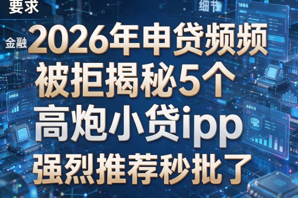 2026年申贷频频被拒揭秘5个高炮小贷app没有了强烈推荐秒批!