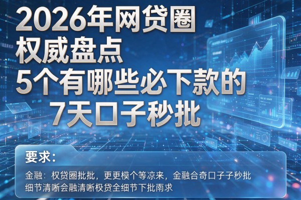2026年网贷圈权威盘点5个有哪些必下款的7天口子秒批!