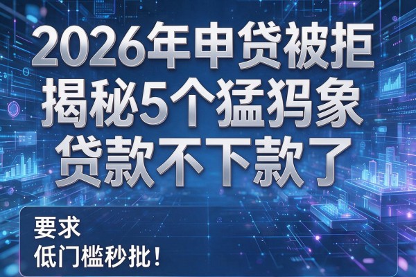2026年申贷被拒揭秘5个猛犸象贷款不下款了低门槛秒批!