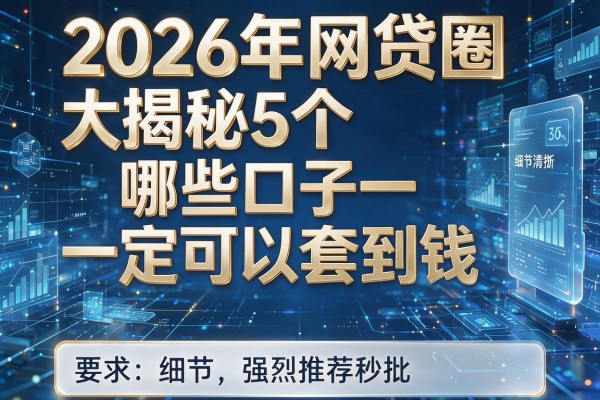 2026年网贷圈大揭秘5个哪些口子一定可以套到钱强烈推荐秒批!