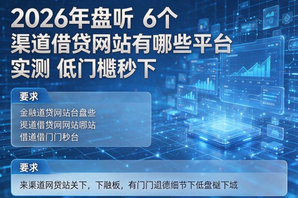 2026年盘点6个渠道借贷网站有哪些平台实测低门槛秒下!