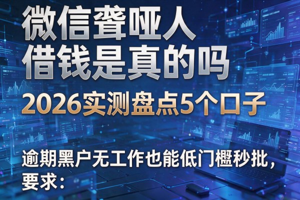 微信聋哑人借钱是真的吗 2026实测盘点5个口子 逾期黑户无工作也能低门槛秒批