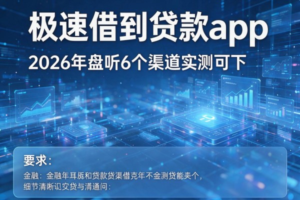 极速借到贷款app 2026年盘点6个渠道实测可下!