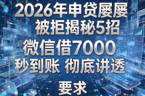 2026年申贷屡屡被拒揭秘5招微信借7000秒到账彻底讲透!