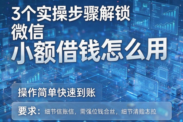 3个实操步骤解锁微信小额借钱怎么用,操作简单快速到账!