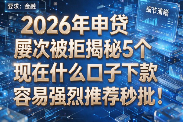 2026年申贷屡次被拒揭秘5个现在什么口子下款容易强烈推荐秒批!