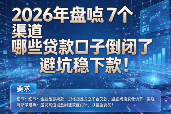 2026年盘点7个渠道哪些贷款口子倒闭了避坑稳下款!