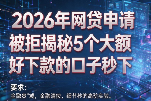 2026年网贷申请被拒揭秘5个大额好下款的口子秒下!