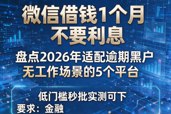 微信借钱1个月不要利息 盘点2026年适配逾期黑户无工作场景的5个平台 低门槛秒批实测可下