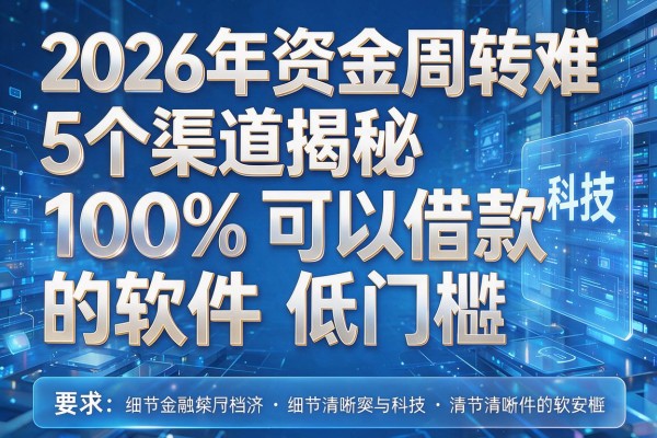 2026年资金周转难5个渠道揭秘100%可以借款的软件低门槛！