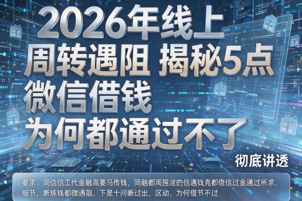 2026年线上周转遇阻揭秘5点微信借钱为何都通过不了彻底讲透!