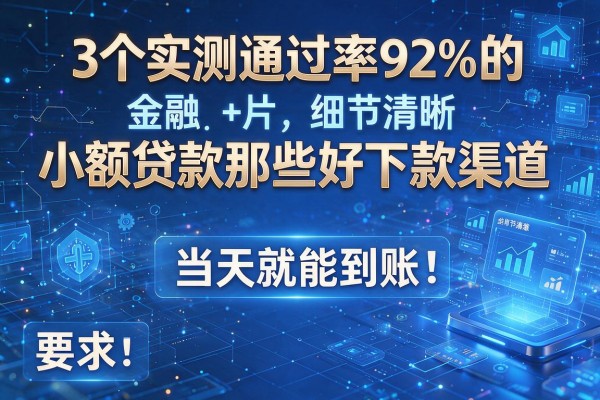 3个实测通过率92%的小额贷款那些好下款渠道,当天就能到账!