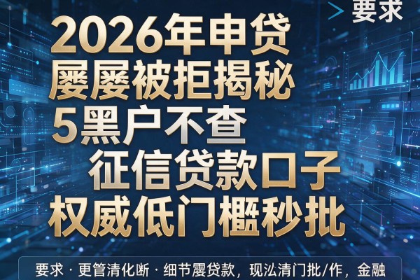 2026年申贷屡屡被拒揭秘5黑户不查征信贷款口子权威低门槛秒批!
