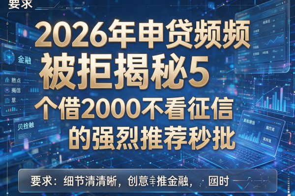 2026年申贷频频被拒揭秘5个借2000不看征信的强烈推荐秒批！