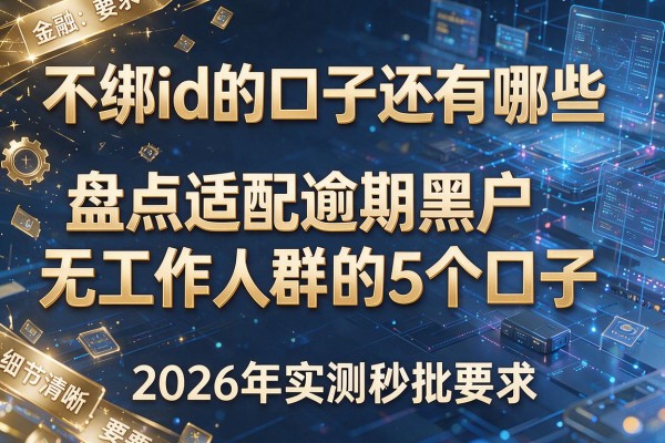 不绑id的口子还有哪些 盘点适配逾期黑户无工作人群的5个口子 2026年实测秒批
