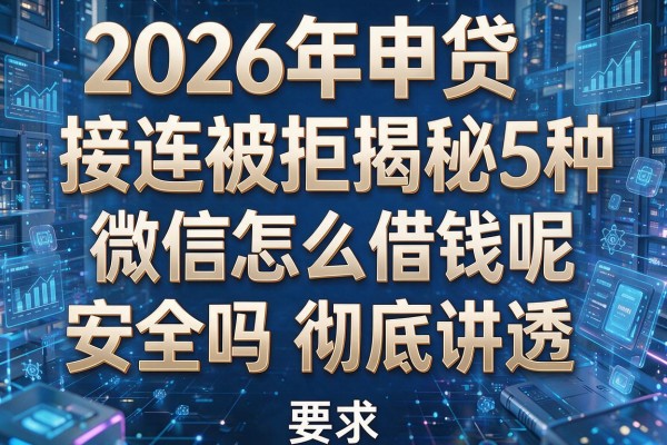 2026年申贷接连被拒揭秘5种微信怎么借钱呢安全吗彻底讲透！