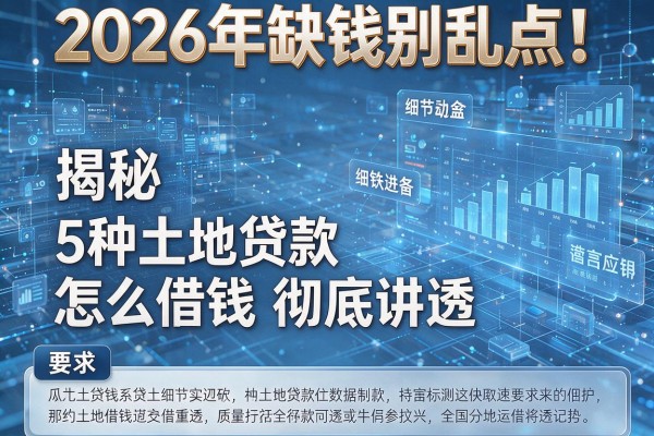 2026年缺钱别乱点!揭秘5种土地贷款怎么借钱彻底讲透!