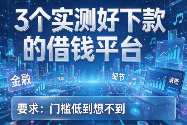 3个实测好下款的借钱平台,门槛低到想不到!