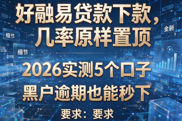 好融易贷款下款几率原样置顶 2026实测5个口子 黑户逾期也能秒下!