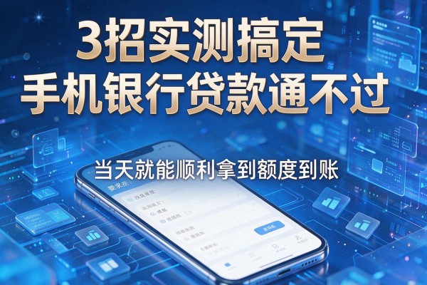 3招实测搞定手机银行贷款通不过,当天就能顺利拿到额度到账!