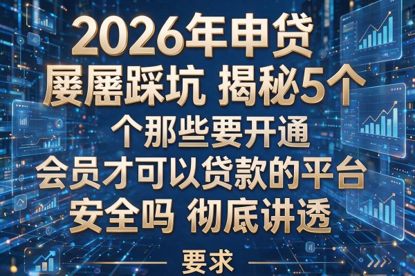 2026年申贷屡屡踩坑揭秘5个那些要开通会员才可以贷款的平台安全吗彻底讲透!