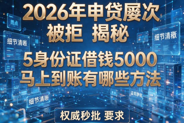 2026年申贷屡次被拒揭秘5身份证借钱5000马上到账有哪些方法权威秒批!