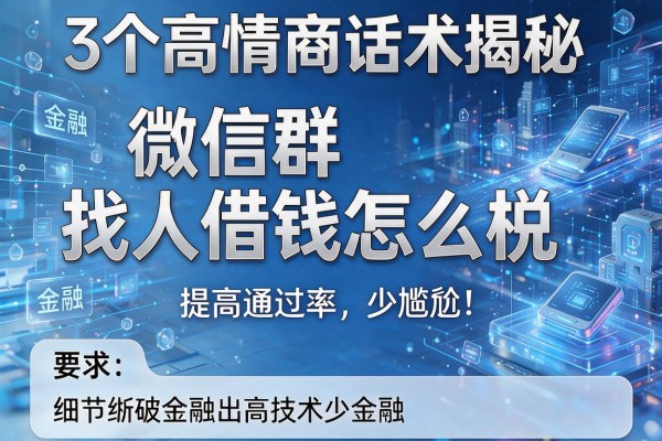 3个高情商话术揭秘微信群找人借钱怎么说,提高通过率少尴尬!