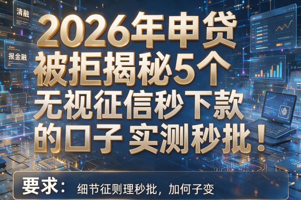 2026年申贷被拒揭秘5个无视征信秒下款的口子实测秒批!