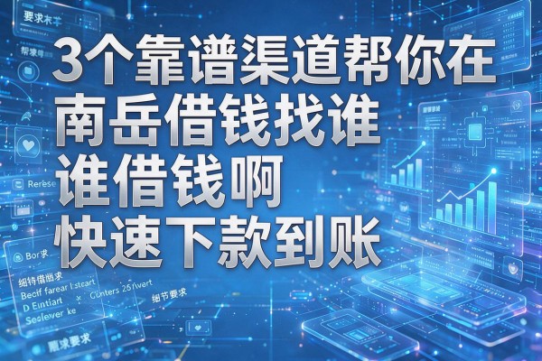 3个靠谱渠道帮你在南岳借钱找谁借钱啊快速下款到账!