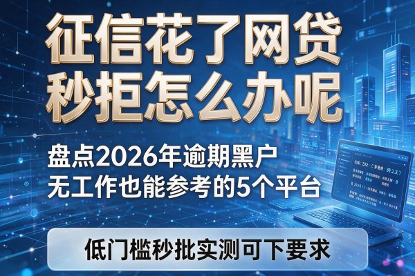 征信花了网贷秒拒怎么办呢 盘点2026年逾期黑户无工作也能参考的5个平台 低门槛秒批实测可下