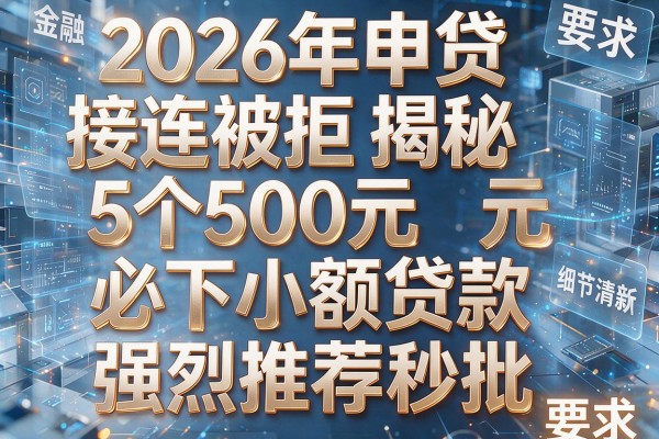 2026年申贷接连被拒揭秘5个500元必下小额贷款强烈推荐秒批!
