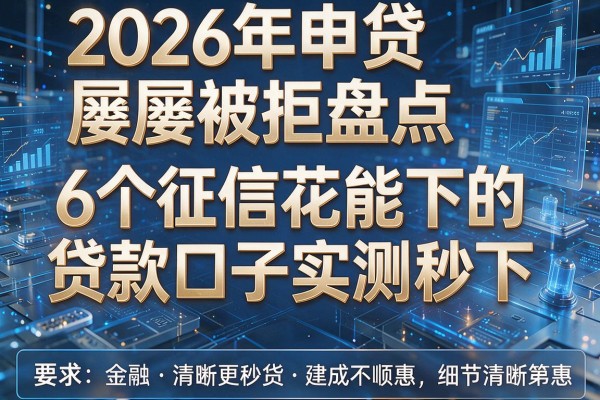 2026年申贷屡屡被拒盘点6个征信花能下的贷款口子实测秒下！