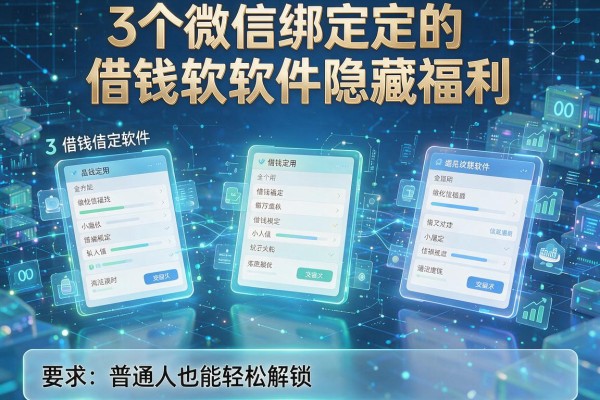 3个微信绑定的借钱软件隐藏福利，普通人也能轻松解锁！