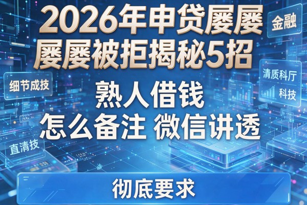 2026年申贷屡屡被拒揭秘5招熟人借钱怎么备注微信彻底讲透!