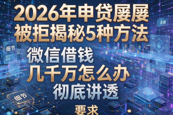 2026年申贷屡屡被拒揭秘5种方法微信借钱几千万怎么办彻底讲透!