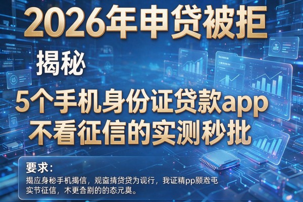 2026年申贷被拒揭秘5个手机身份证贷款app不看征信的实测秒批!