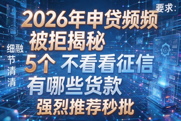 2026年申贷频频被拒揭秘5个不看征信有哪些货款强烈推荐秒批!