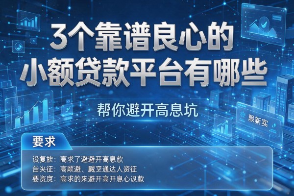 3个靠谱良心的小额贷款平台有哪些,帮你避开高息坑!