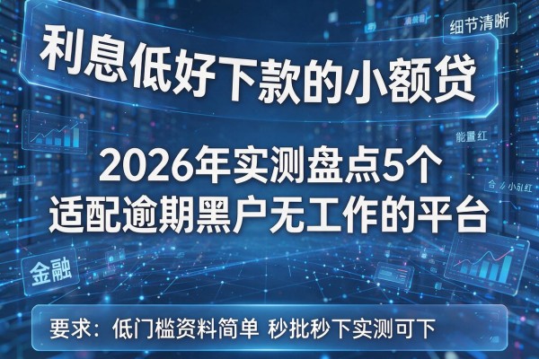 利息低好下款的小额贷 2026年实测盘点5个适配逾期黑户无工作的平台 低门槛资料简单秒批秒下实测可下!